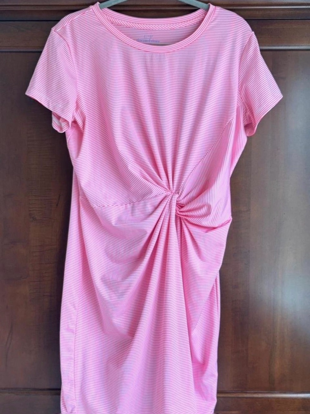 Knot-Front Pink Short Sleeve Sankaty Vineyard Vines Dress